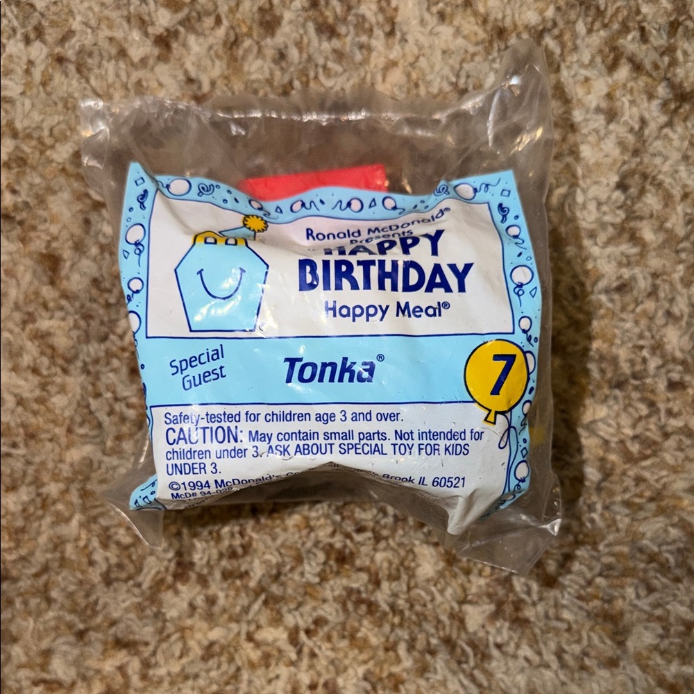 NEW 1994 McDonald's Happy Meal Toys: Happy Birthday Tonka #7 - Cake Topper